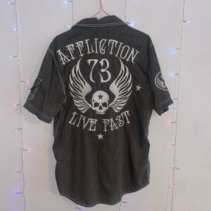 Affliction embroidered Button up tee